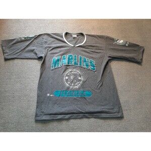 VINTAGE Florida Marlins Shirt youth XL boys 1997 Gray Short Sleeve